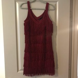 Fringe Flapper Dress - Burgundy - Small/Medium